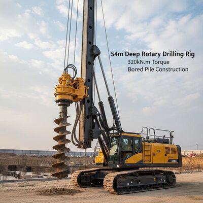 54m Deep Rotary Drilling Rig với 320kN.m Torque và 2500mm Drilling Diameter cho xây dựng đống khoan
